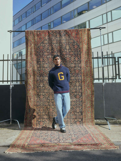 Turtle Neck Knit Jumper With Varsity Logo
