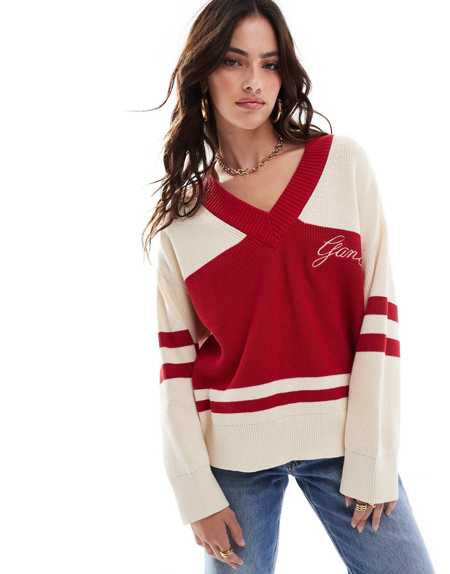 V-Neck Varsity Jumper With Logo