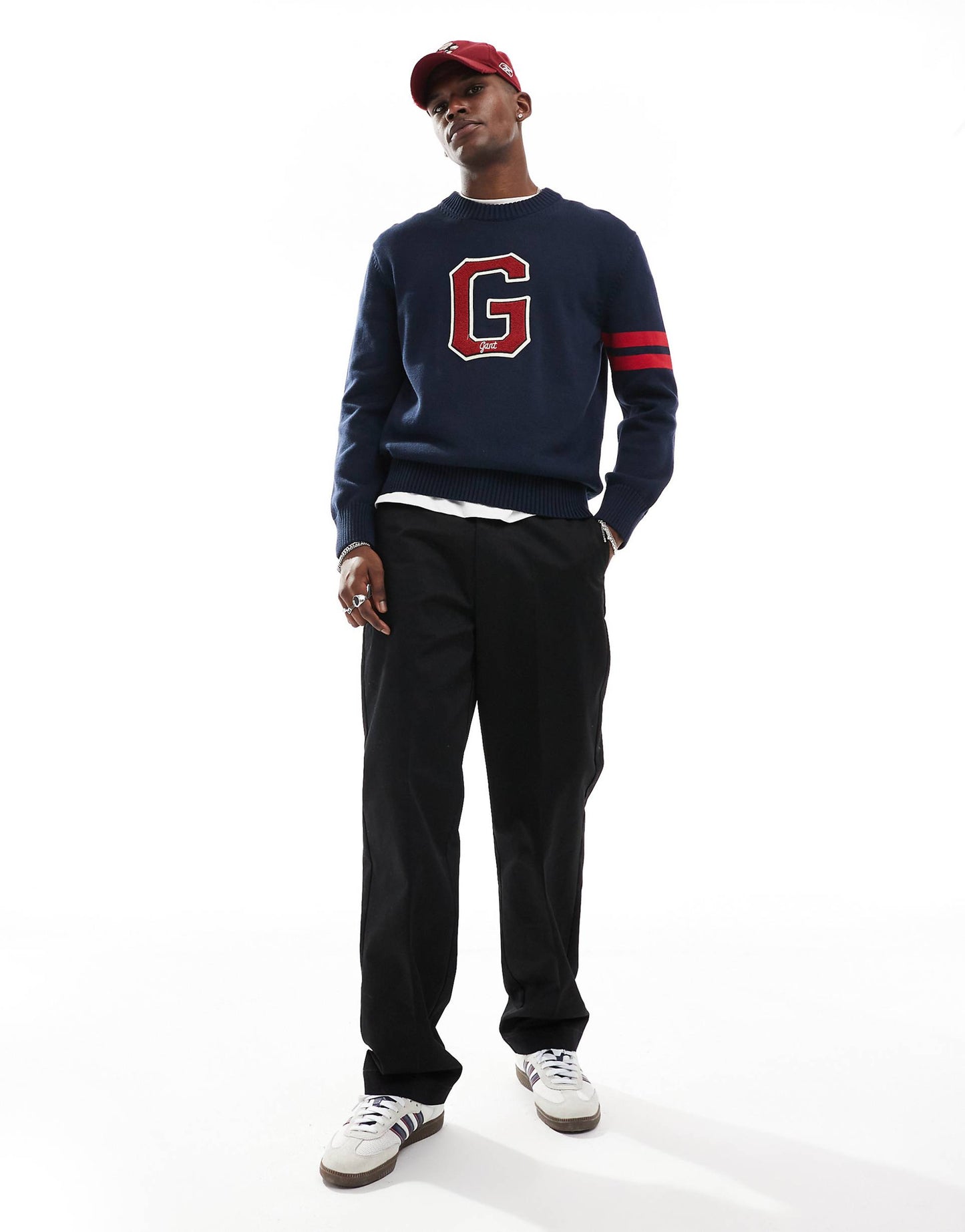 Crew Neck Knit Jumper With Varsity Logo