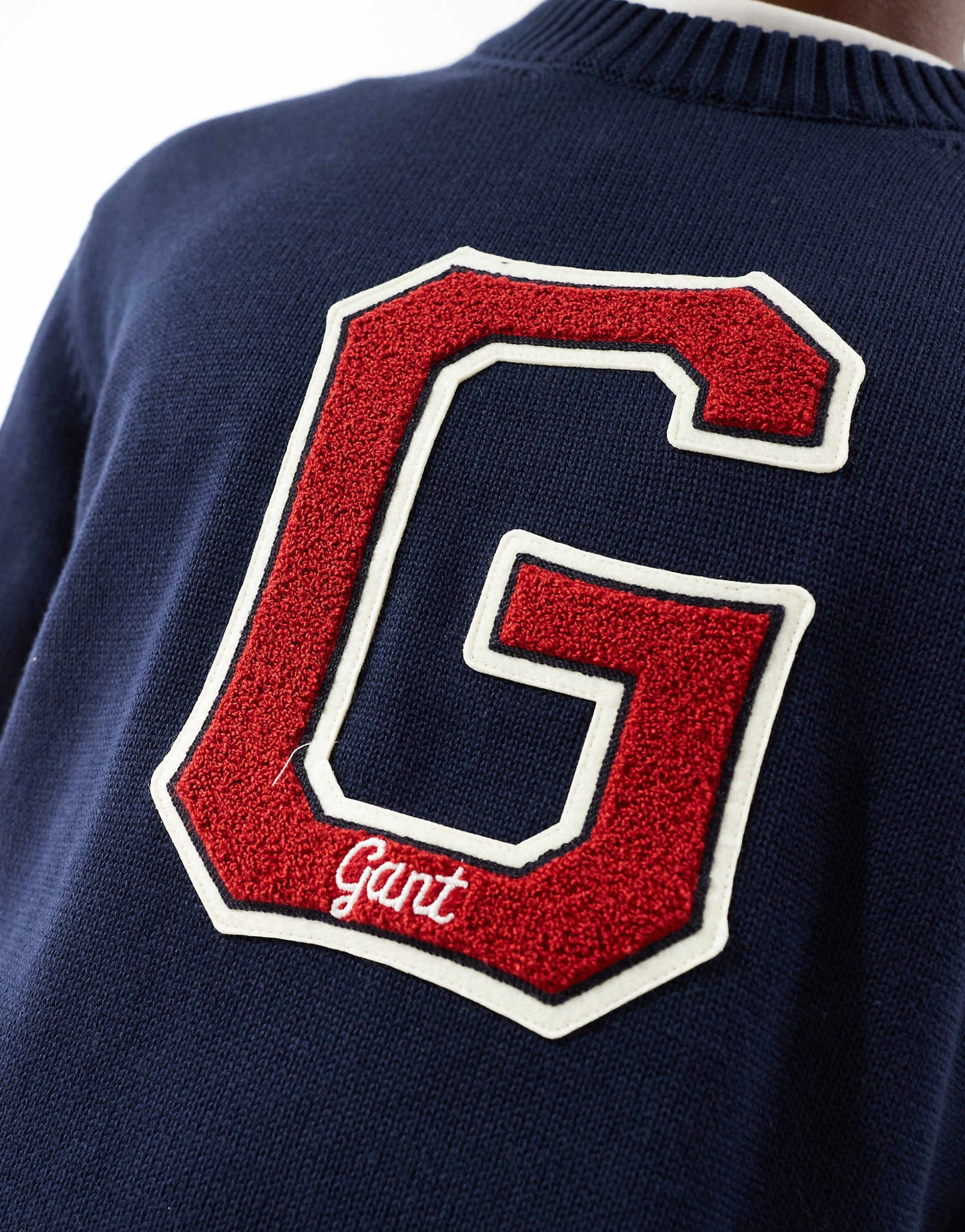 Crew Neck Knit Jumper With Varsity Logo