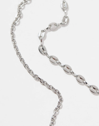2 Pack Waterproof Stainless Steel Mixed Chain Necklace Set
