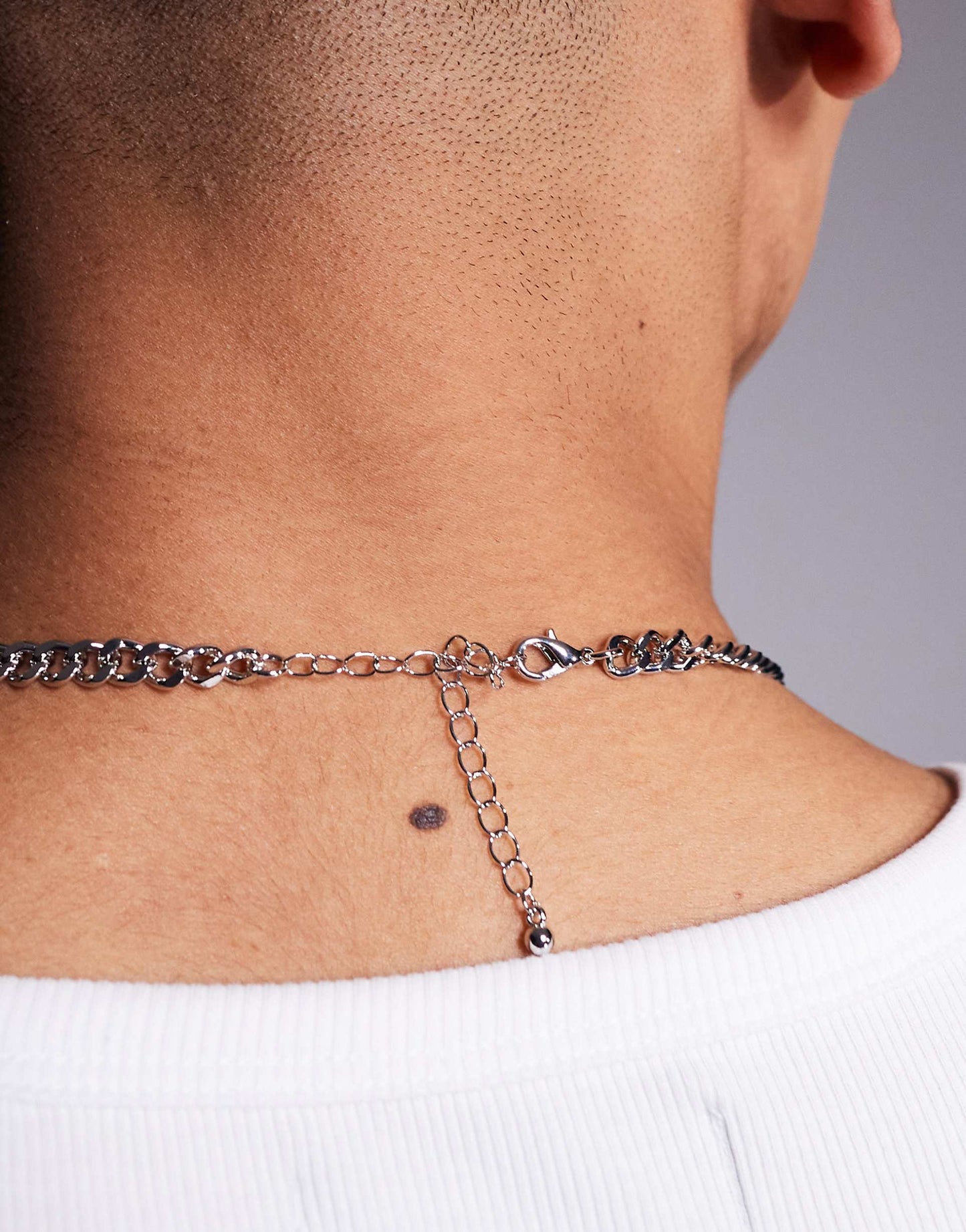 Curb Chain Necklace With Black Pendant