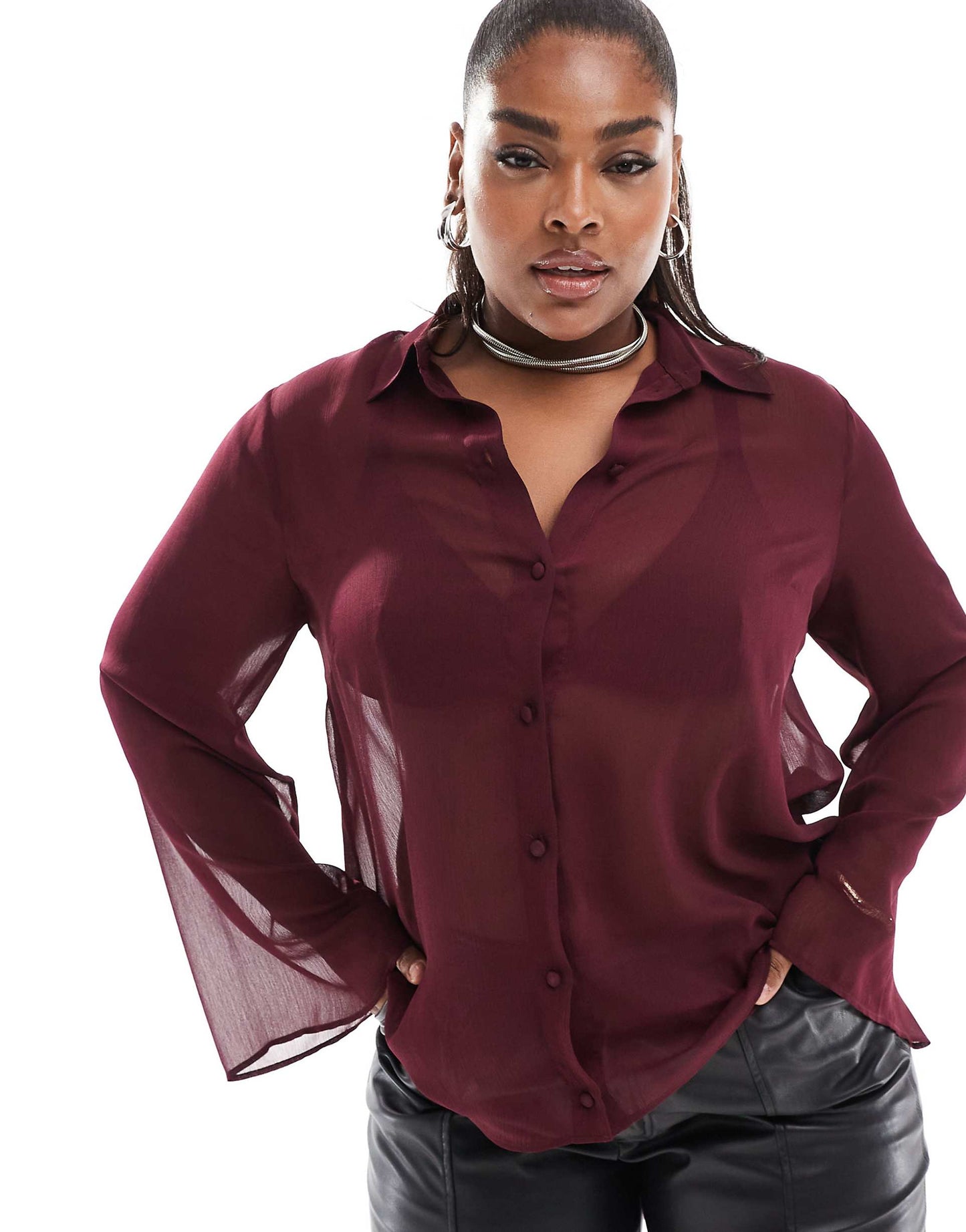 Curve Sheer Crinkle Shirt