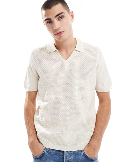 Lightweight Boxy Knit Polo Shirt