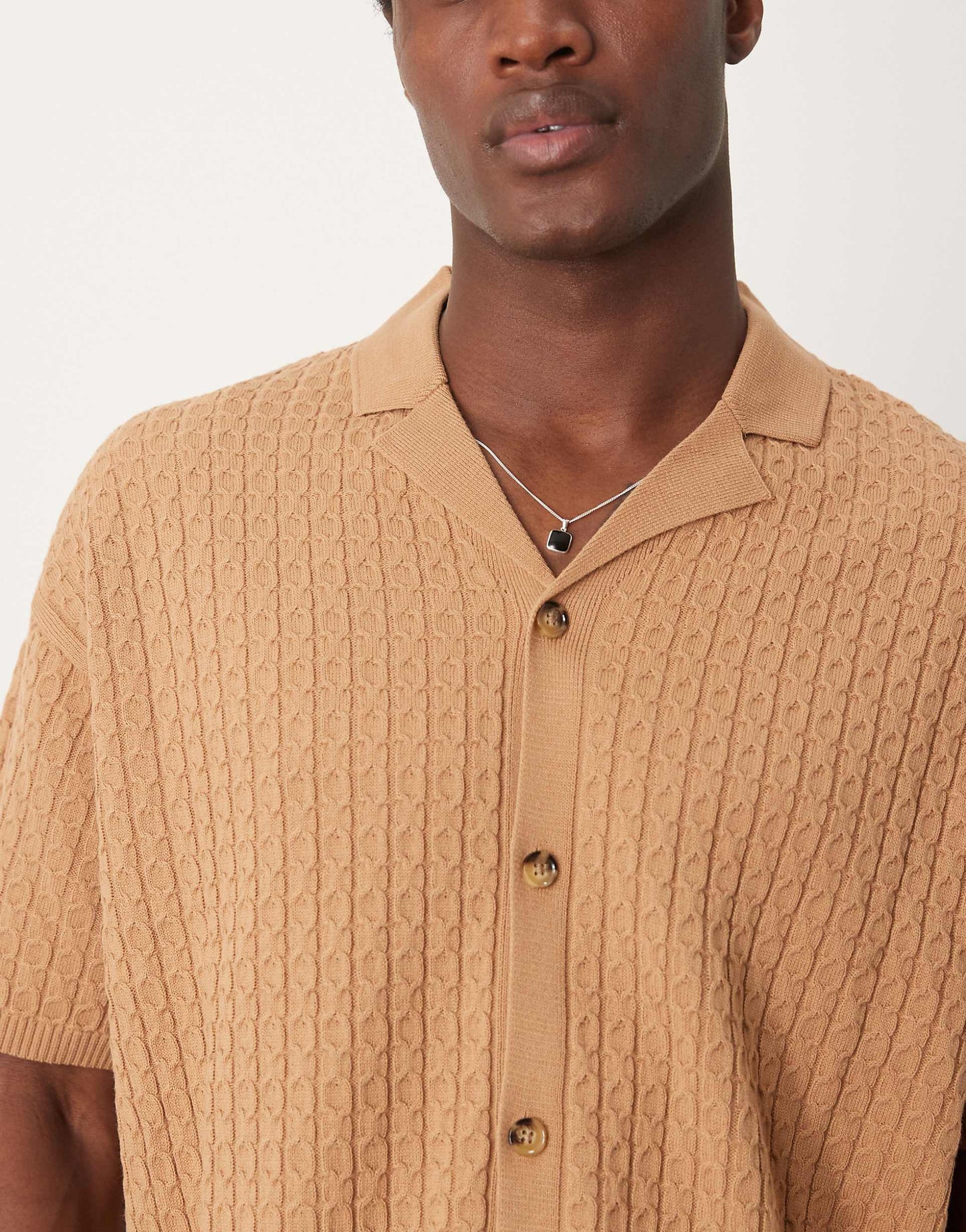 Oversized Lightweight Knitted Shirt With Cable Knit