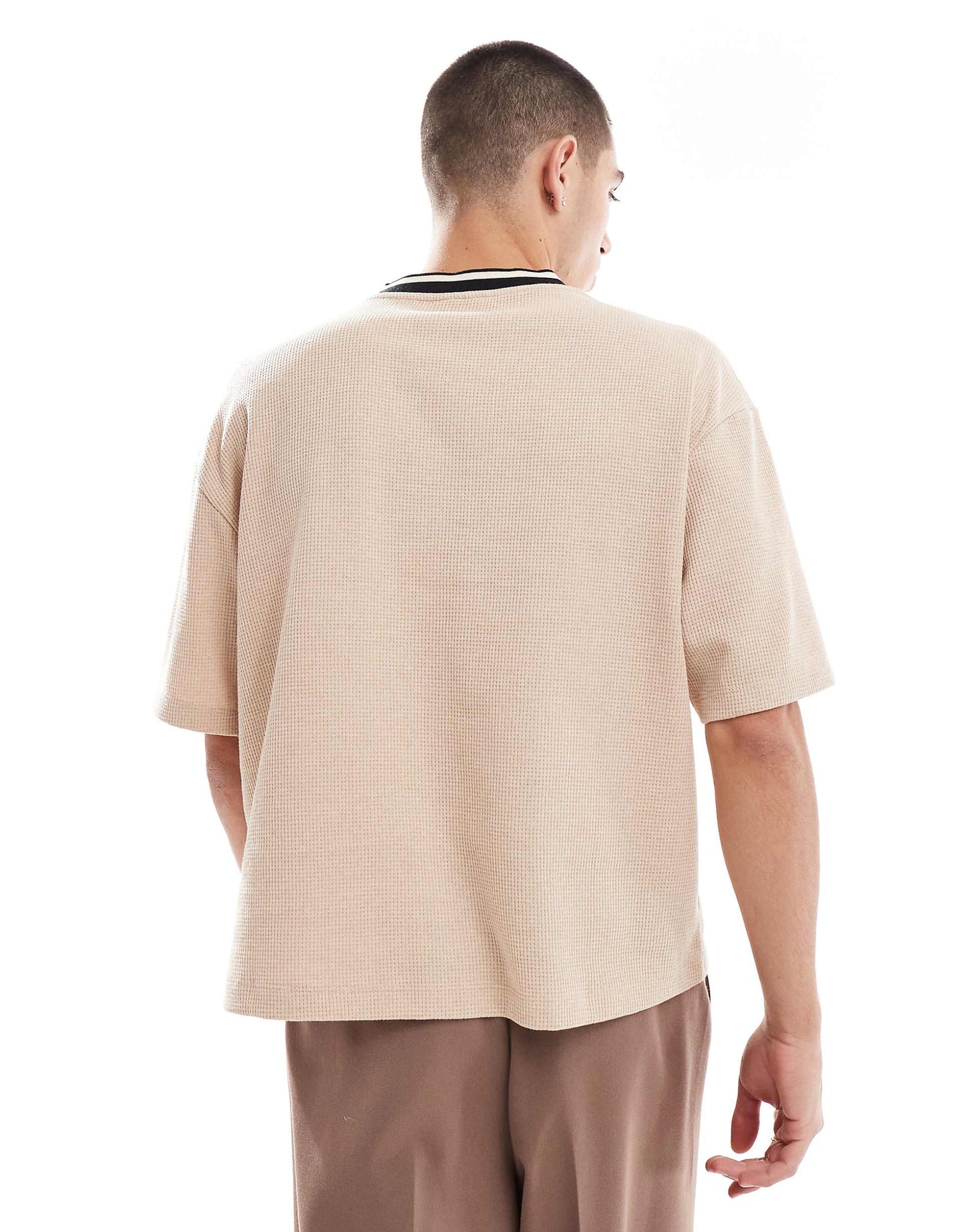 Relaxed Waffle T-Shirt With Sport Tipping
