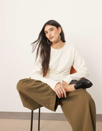 Jersey Asymmetric Detail Long Sleeve Top