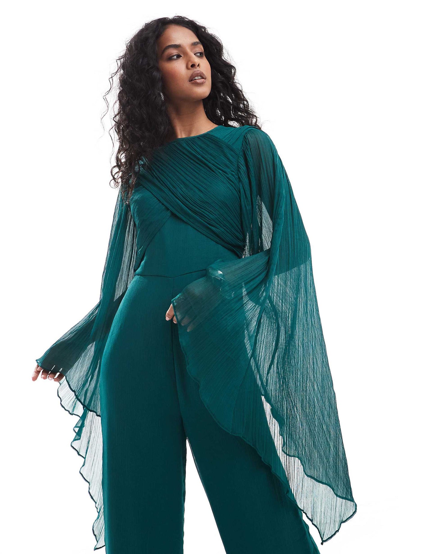 Exaggerated Sleeve Chiffon Wide Leg Jumpsuit