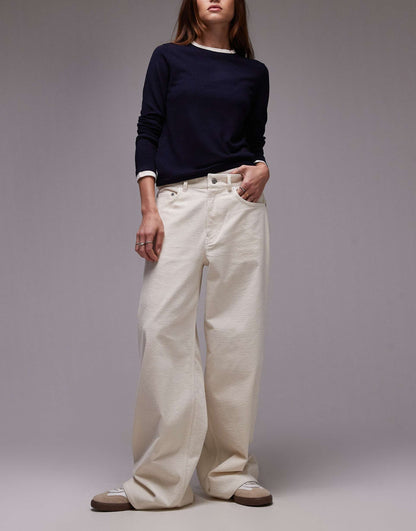 Cloud Low Rise Baggy Wide Leg Stretch Cord Trousers
