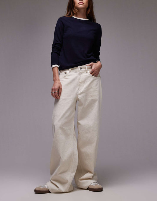 Cloud Low Rise Baggy Wide Leg Stretch Cord Trousers