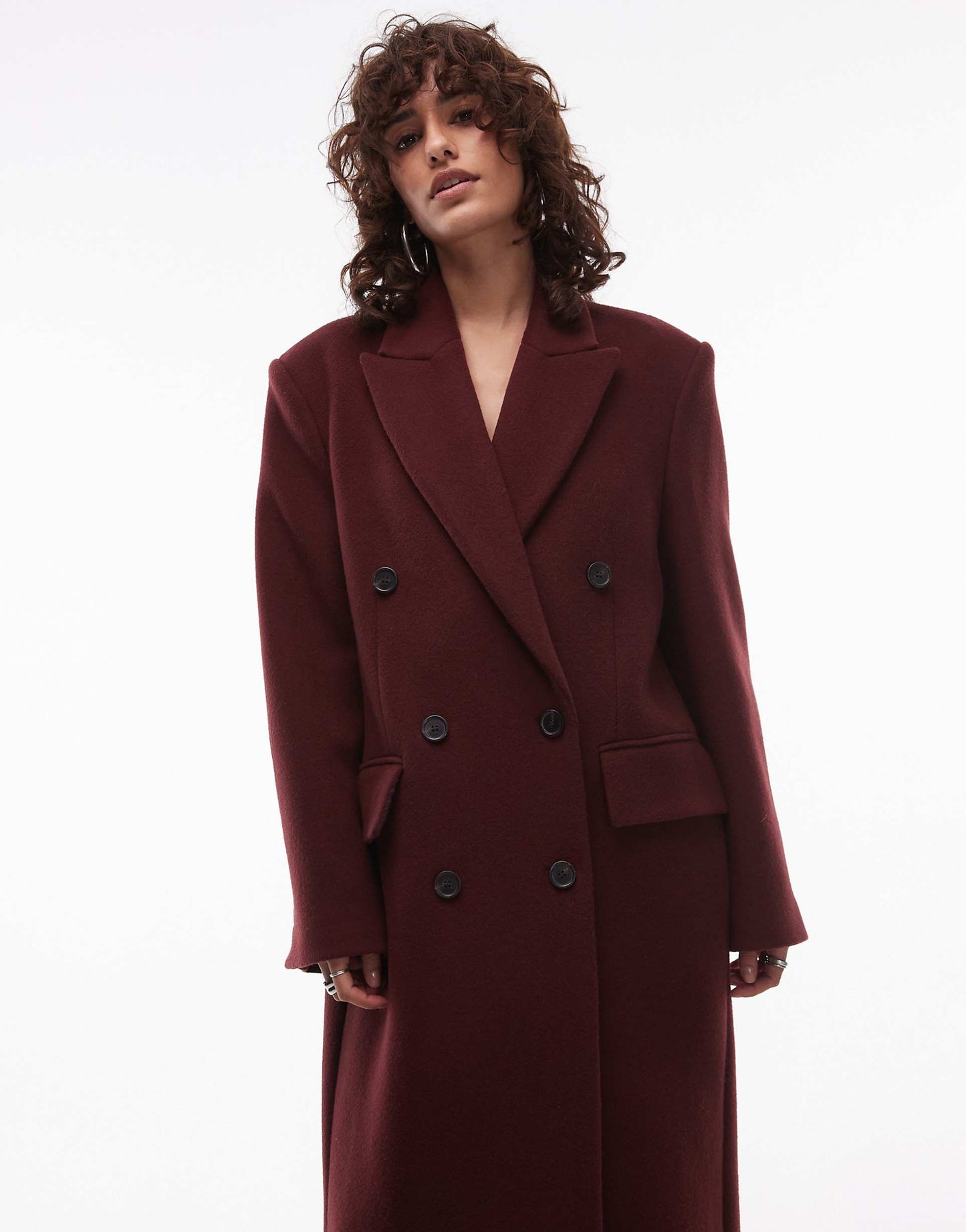 Wool Blend Double Breasted Maxi Coat