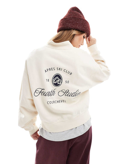 Apres Ski Club Quarter Zip Embroidered Sweatshirt