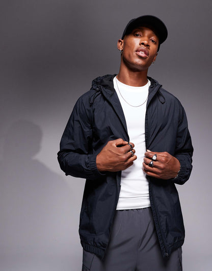 Water Repellent Hooded Lightweight Run Jacket