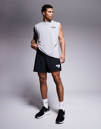 Loose Fit Quick Dry Graphic Training Shorts With Zip Pockets