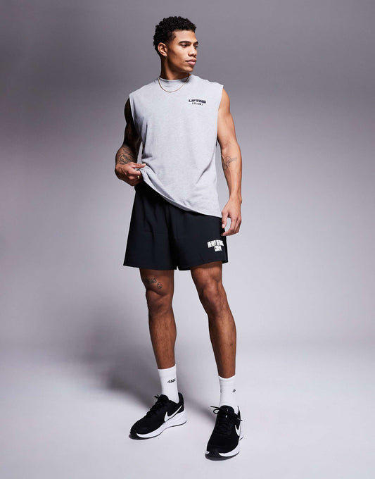 Loose Fit Quick Dry Graphic Training Shorts With Zip Pockets