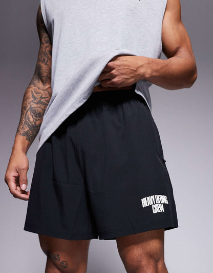 Loose Fit Quick Dry Graphic Training Shorts With Zip Pockets