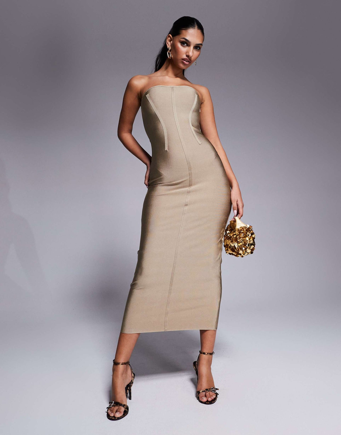 Bandage Seam Detail Midi Dress