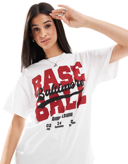 Oversized 'Baseball' Graphic Tee