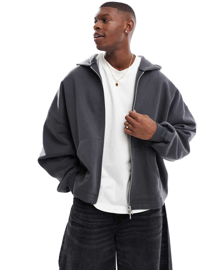 Premium Heavyweight Oversized Zip Through Sweatshirt 400Gsm With Fixed Hem