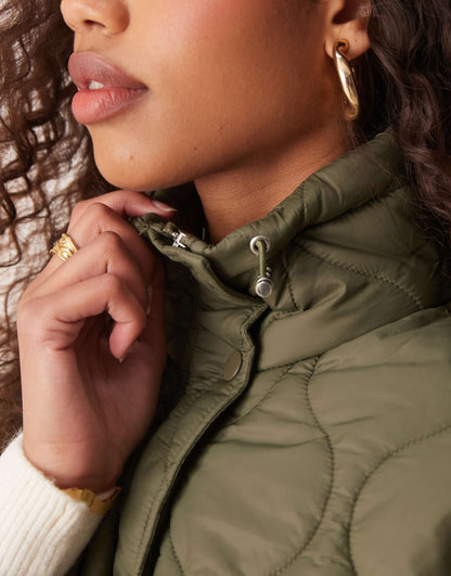 Quilted High Neck Drawstring Jacket