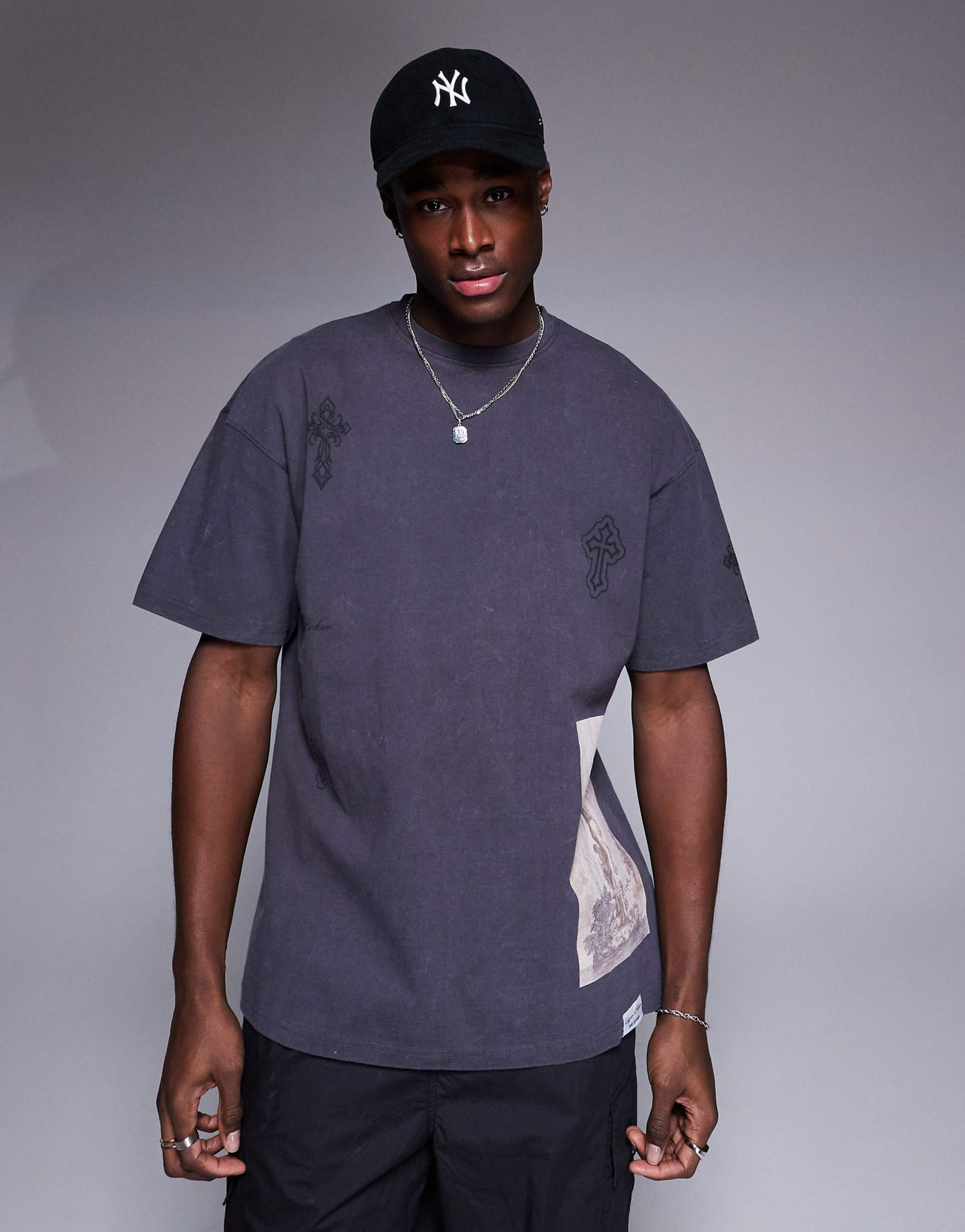 Oversized T-Shirt With Cross Placement Print