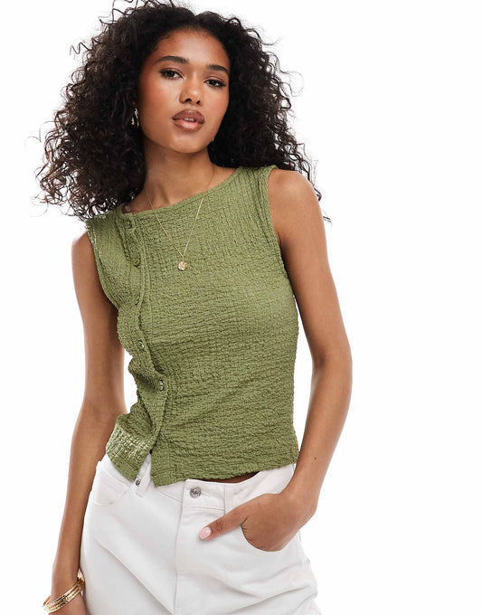Asymmetric Textured Waistcoat