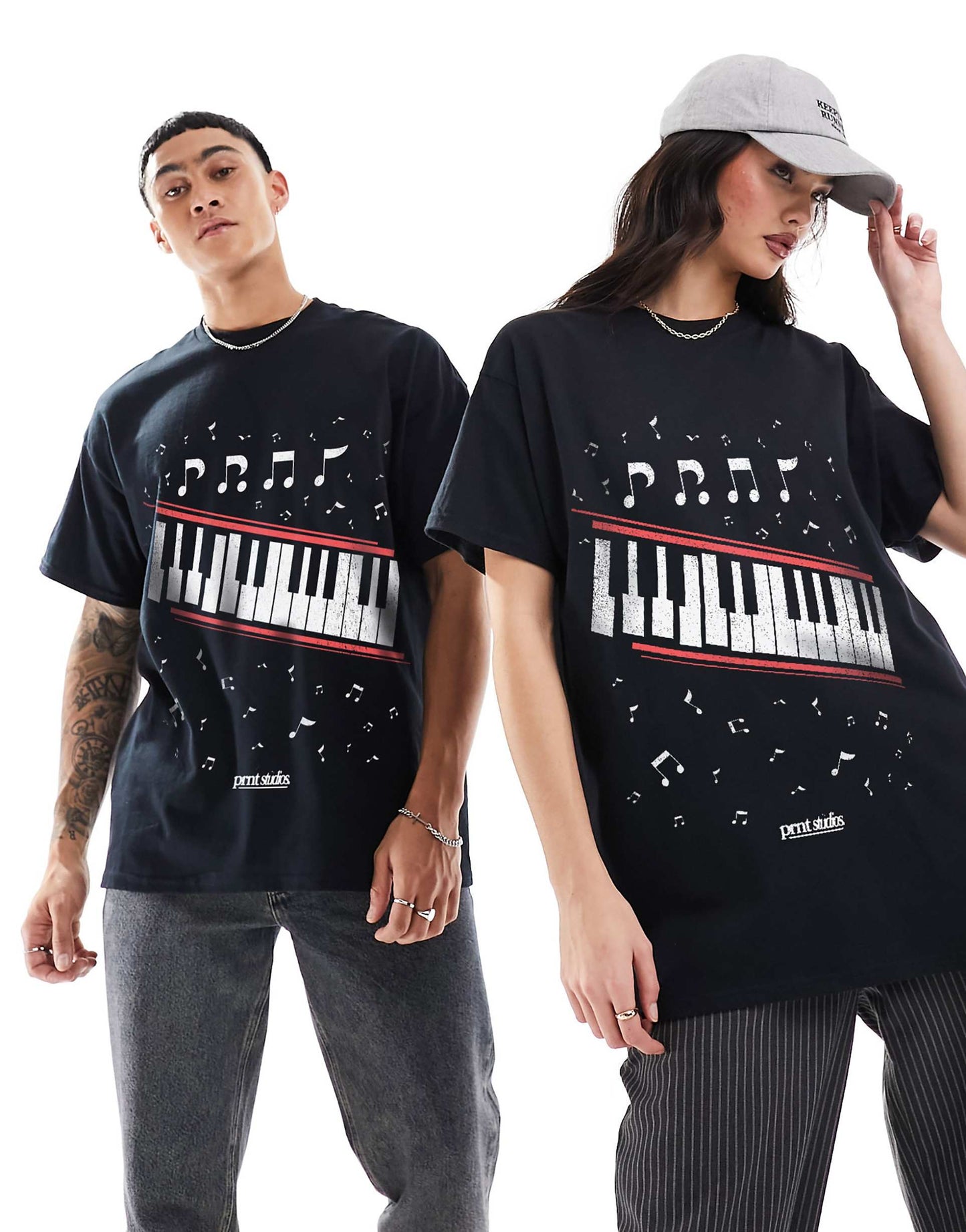 Piano Keys Graphic T-Shirt Front Print