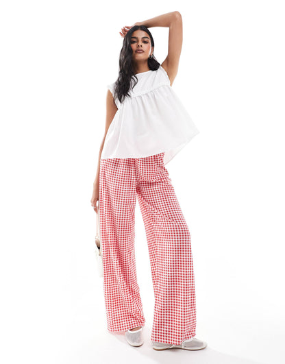 Cotton Lace Trim Sleeveless Blouse