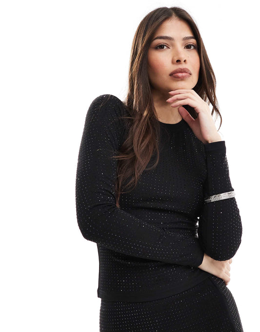 All Over Hotfix Long Sleeve Top Co-Ord