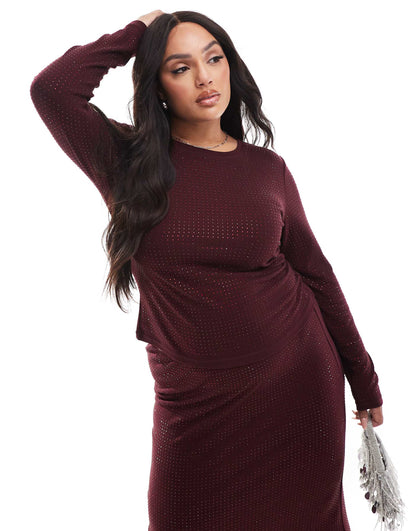 Plus All Over Hotfix Long Sleeve Top Co-Ord