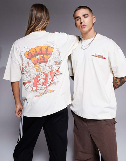 Unisex Oversized License T-Shirt With Green Day Dookie Prints