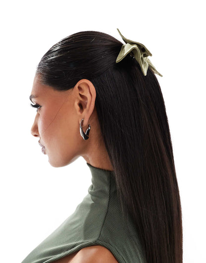 X Asos Exclusive Oversized Khaki Bow Hair Clip