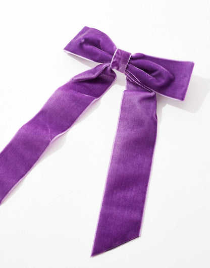 X Asos Exclusive Velvet Bow Deep Purple