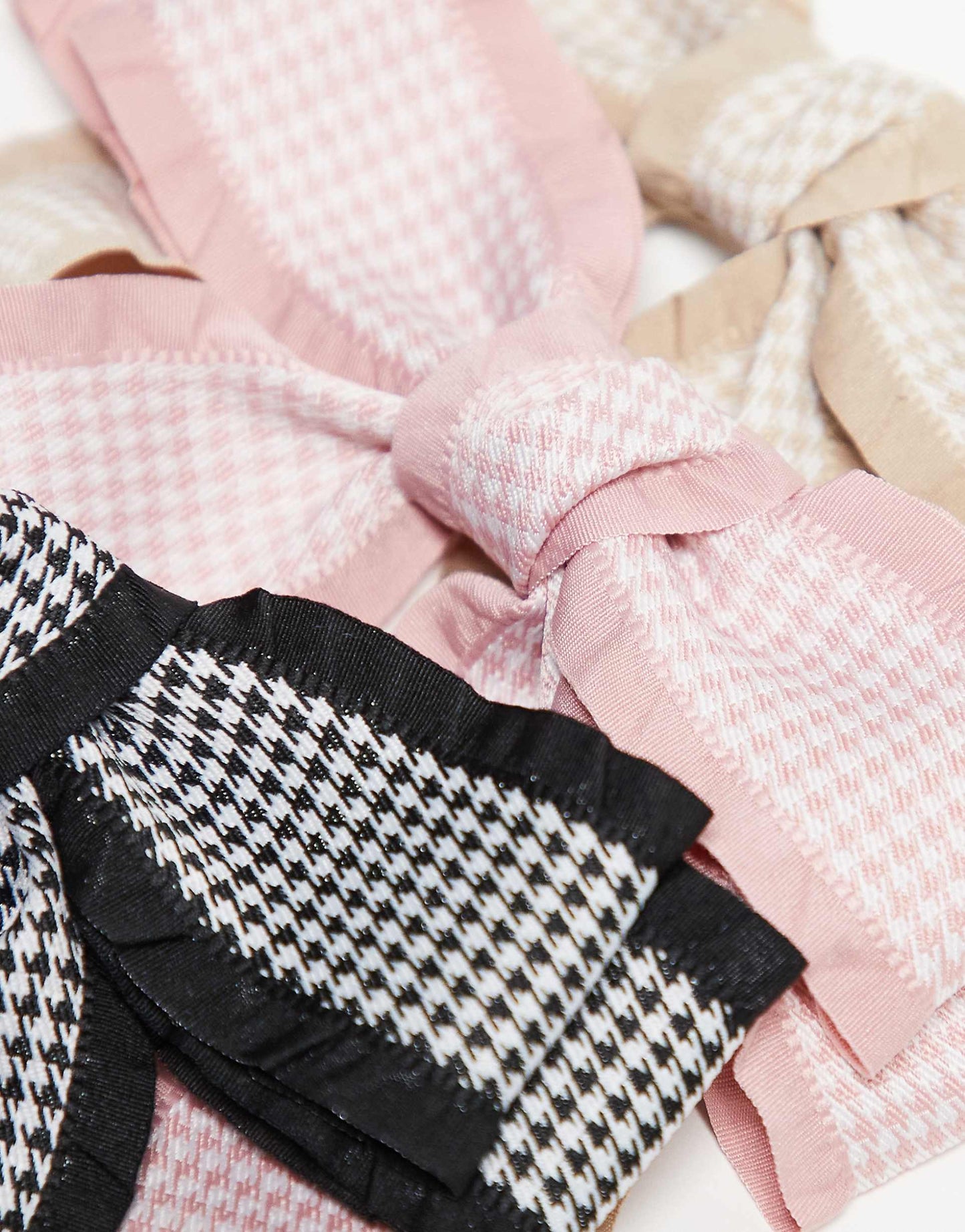 X Asos Exclusive Gingham Hair Bows - 3 Pack (Pink, Black And Cream)