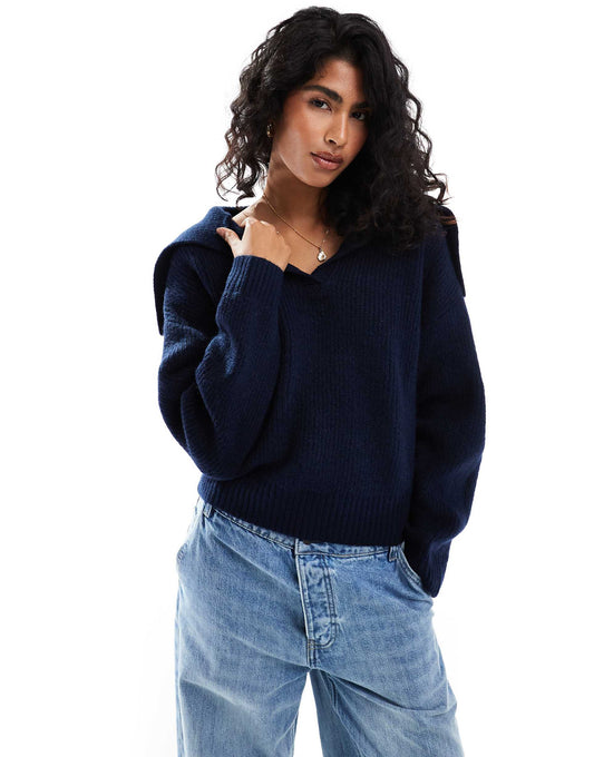 Collar Detail Oversized Jumper
