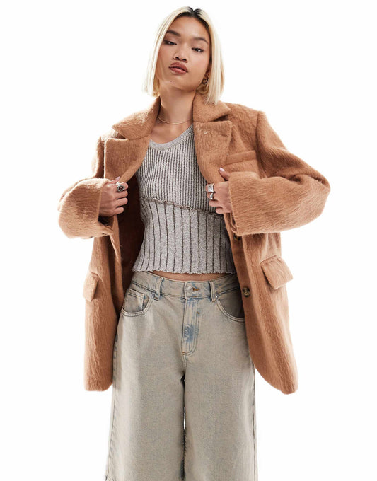 Brushed Oversized Blazer Jacket