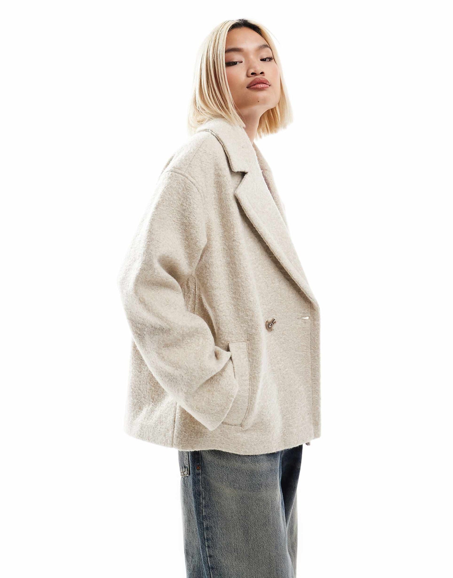 Boucle Double Breasted Cropped Coat