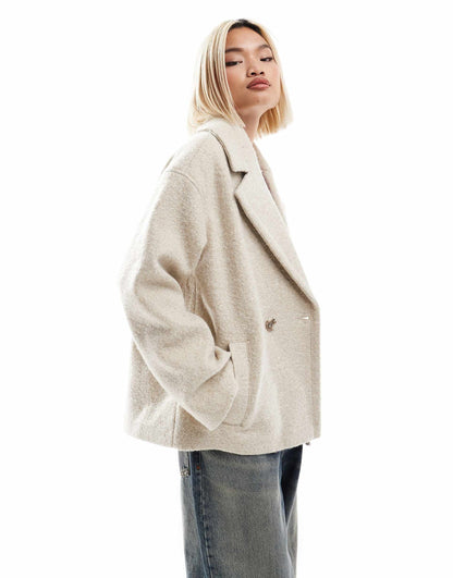 Boucle Double Breasted Cropped Coat