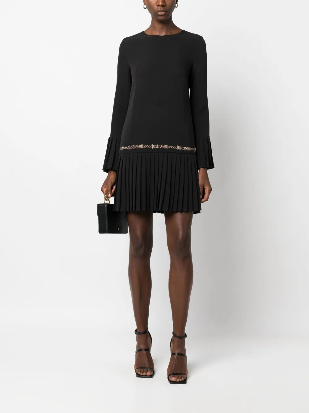 Logo-Studded Pleat-Detail Minidress