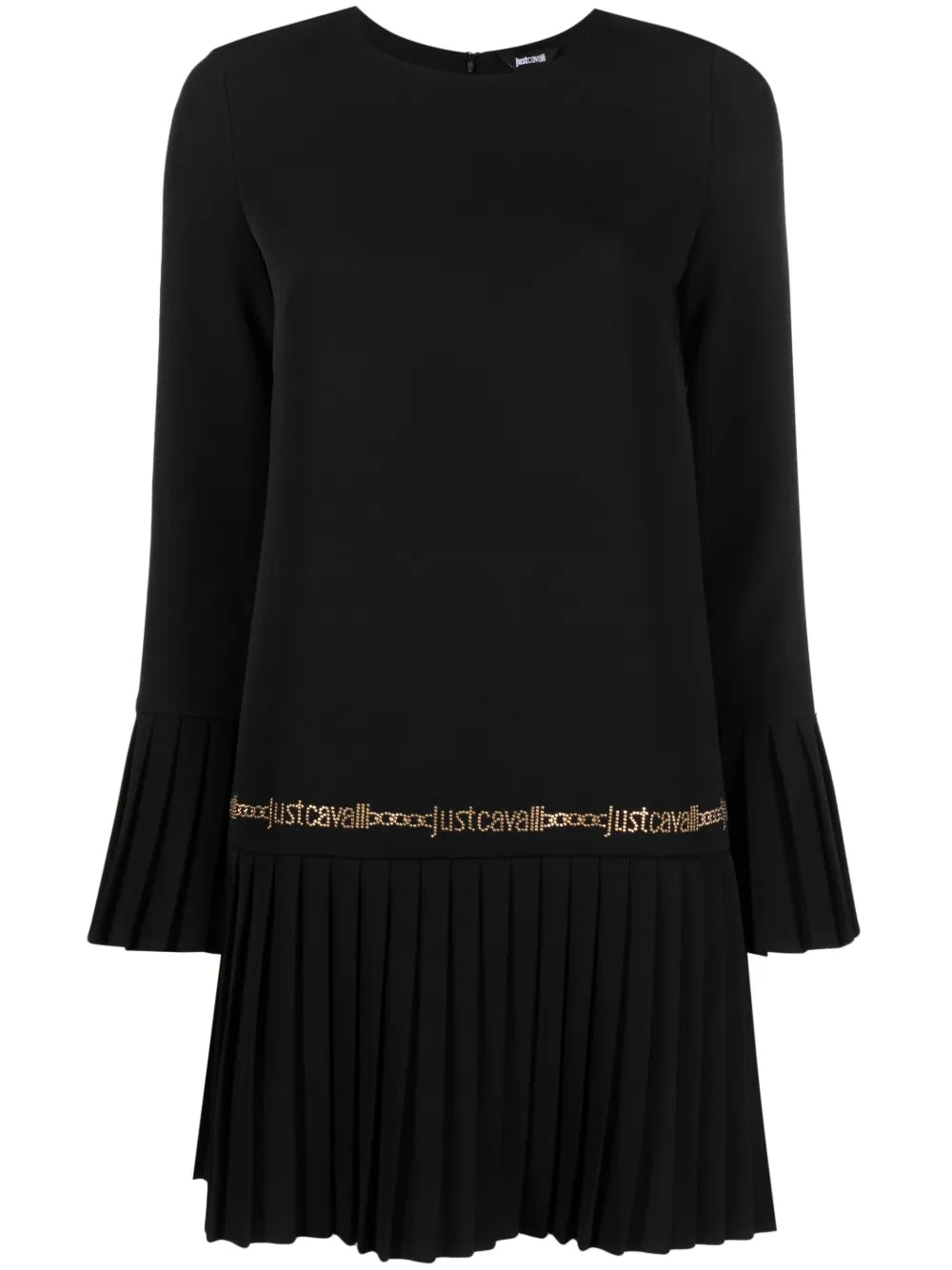 Logo-Studded Pleat-Detail Minidress
