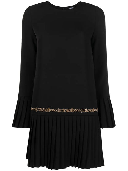 Logo-Studded Pleat-Detail Minidress