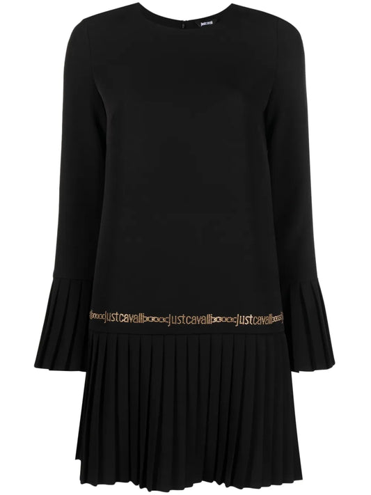 Logo-Studded Pleat-Detail Minidress