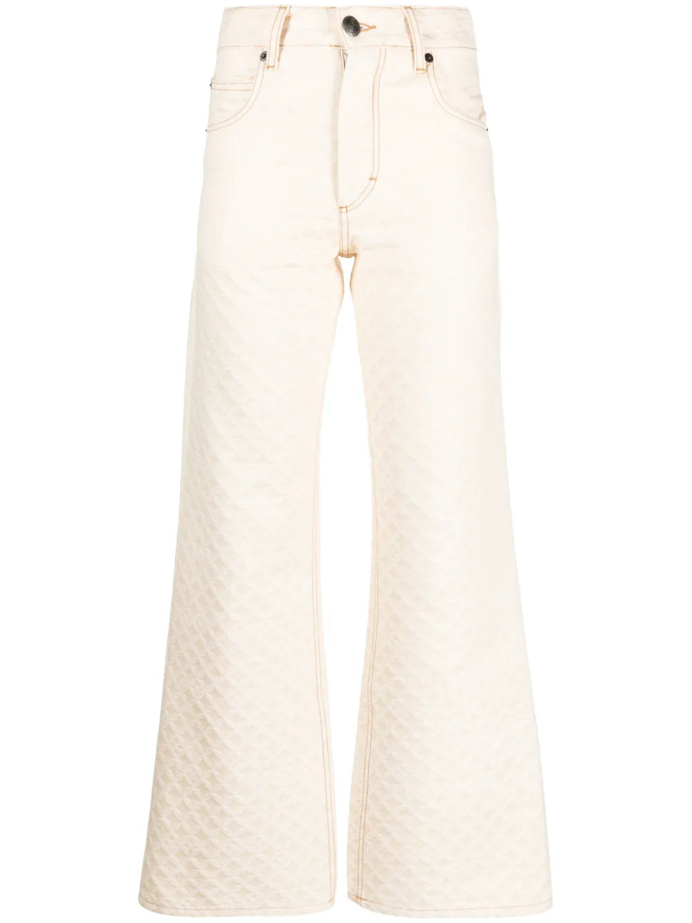 Golden Jacquard Wide-Leg Jeans