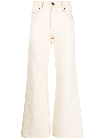 Golden Jacquard Wide-Leg Jeans