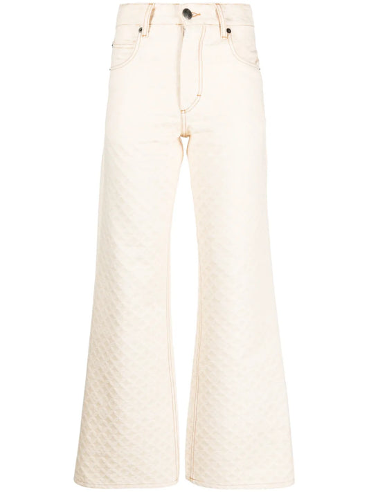 Golden Jacquard Wide-Leg Jeans