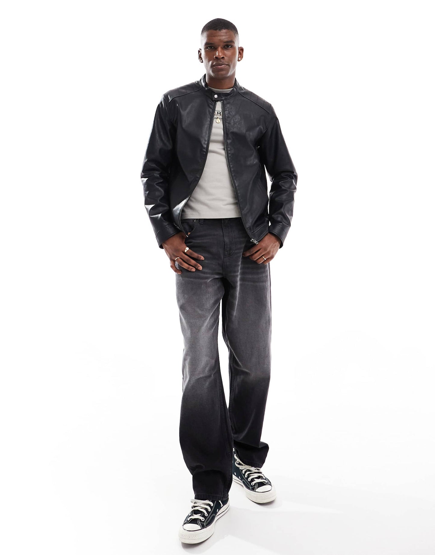 Faux Leather Racer Jacket