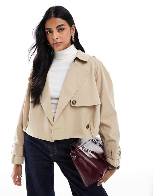 Bubble Hem Cropped Trench Coat