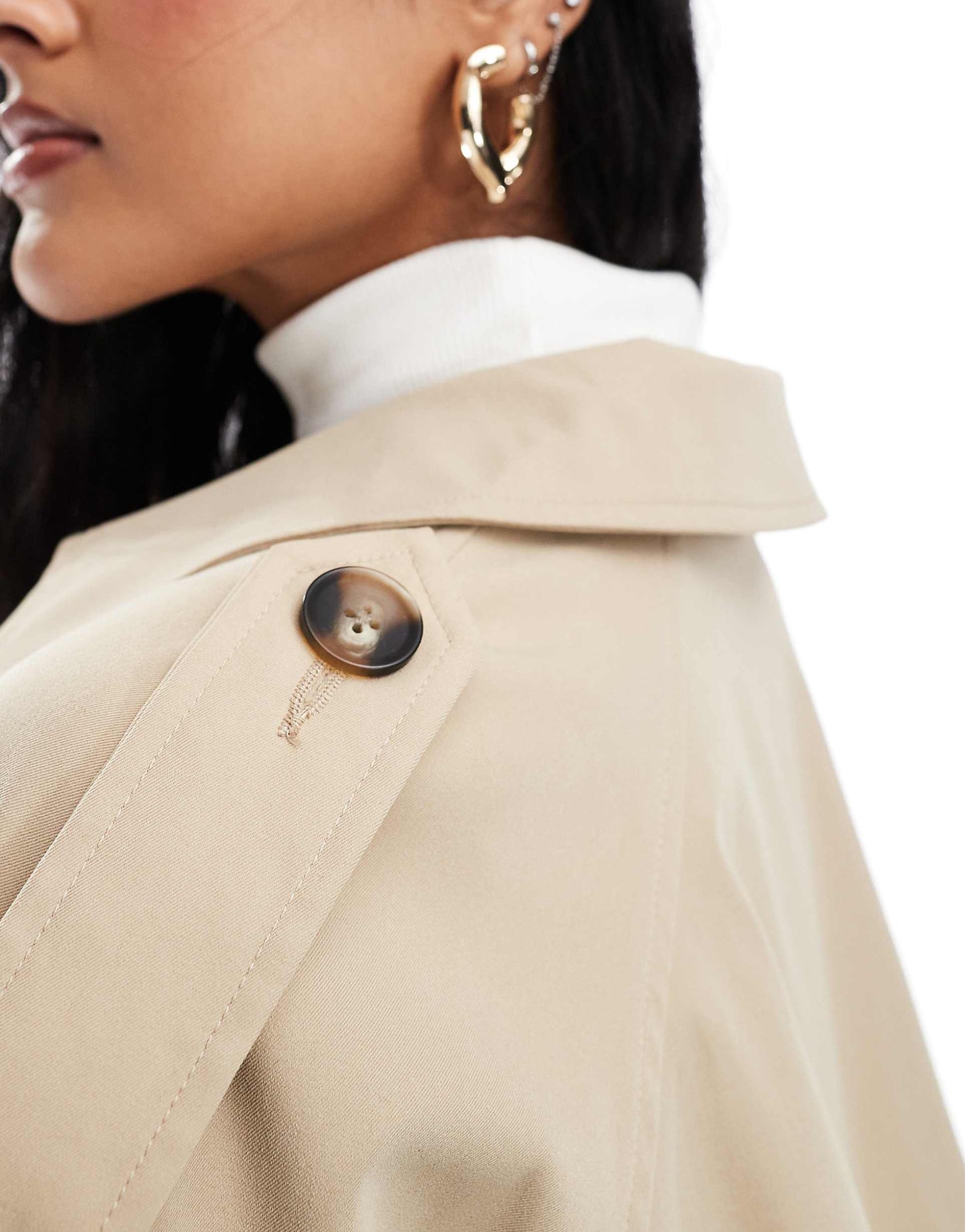 Bubble Hem Cropped Trench Coat
