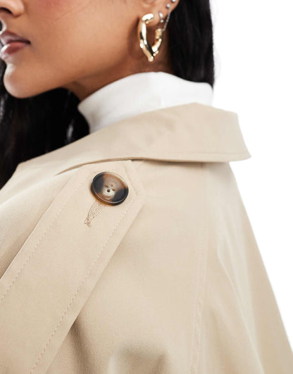 Bubble Hem Cropped Trench Coat