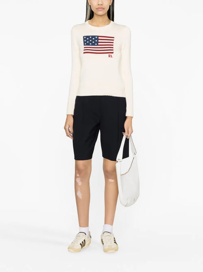 Flag-Intarsia Cotton Jumper